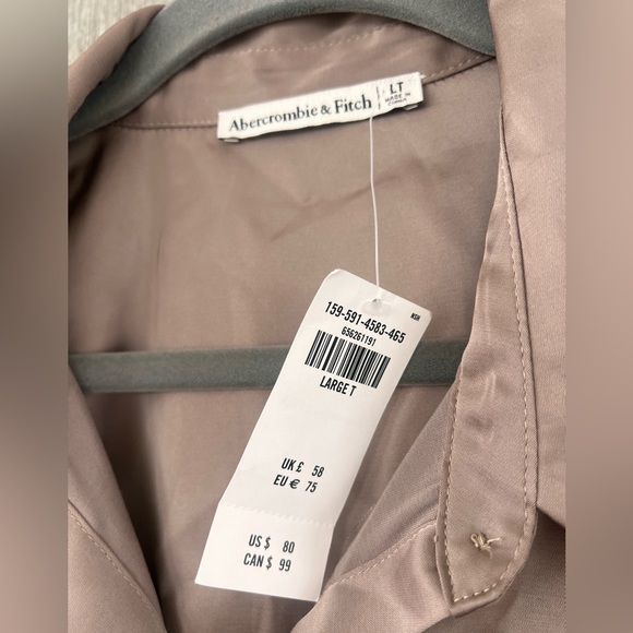 NWT Abercrombie Long-Sleeve Belted Shirt Dress - L Tall - Picture 5 of 6